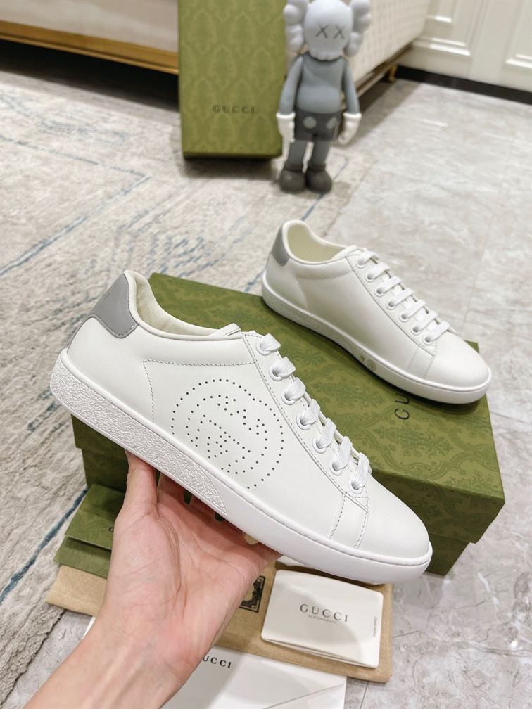 GUCCI ACE PERFORATED INTERLOCKING G WHITE - G159