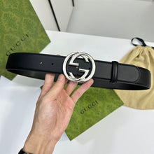 GUCCI BELT WITH INTERLOCKING G BUCKLE BLACK LEATHER - AB008