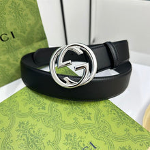 GUCCI BELT WITH INTERLOCKING G BUCKLE BLACK LEATHER - AB008