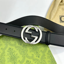 GUCCI BELT WITH INTERLOCKING G BUCKLE BLACK LEATHER - AB008