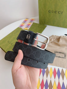 GUCCI BELT WITH INTERLOCKING G DETAIL BLACK SUPREME - AB006