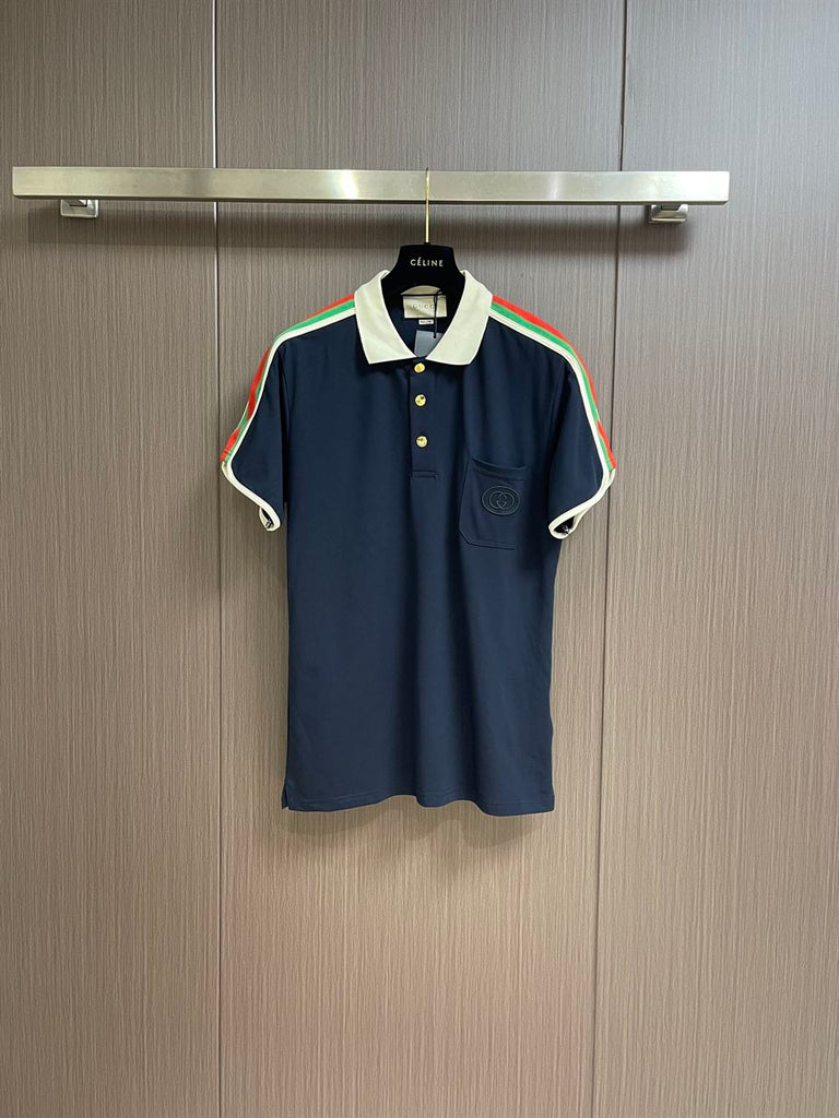 GUCCI COTTON JERSEY POLO SHIRT WITH WEB - X011