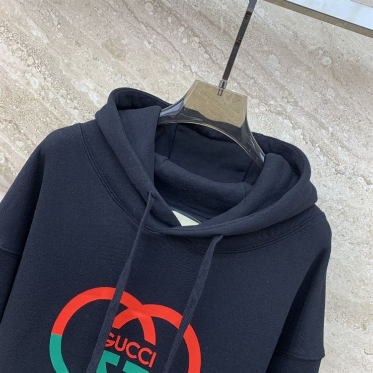 GUCCI COTTON JERSEY PRINTED HOODED SWEATSHIRT - H012