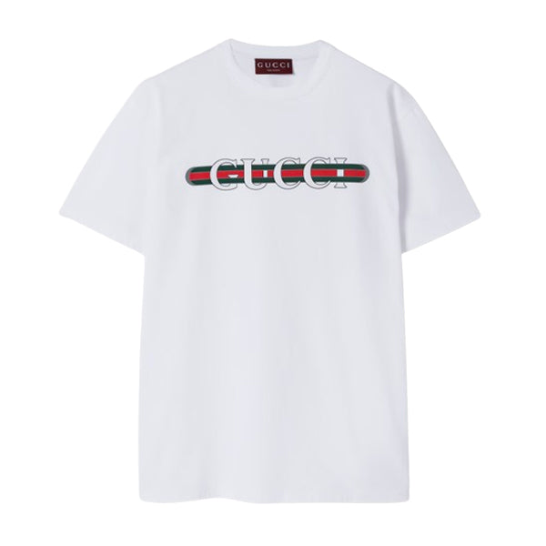 GUCCI COTTON JERSEY T-SHIRT WITH GUCCI PRINT - X021