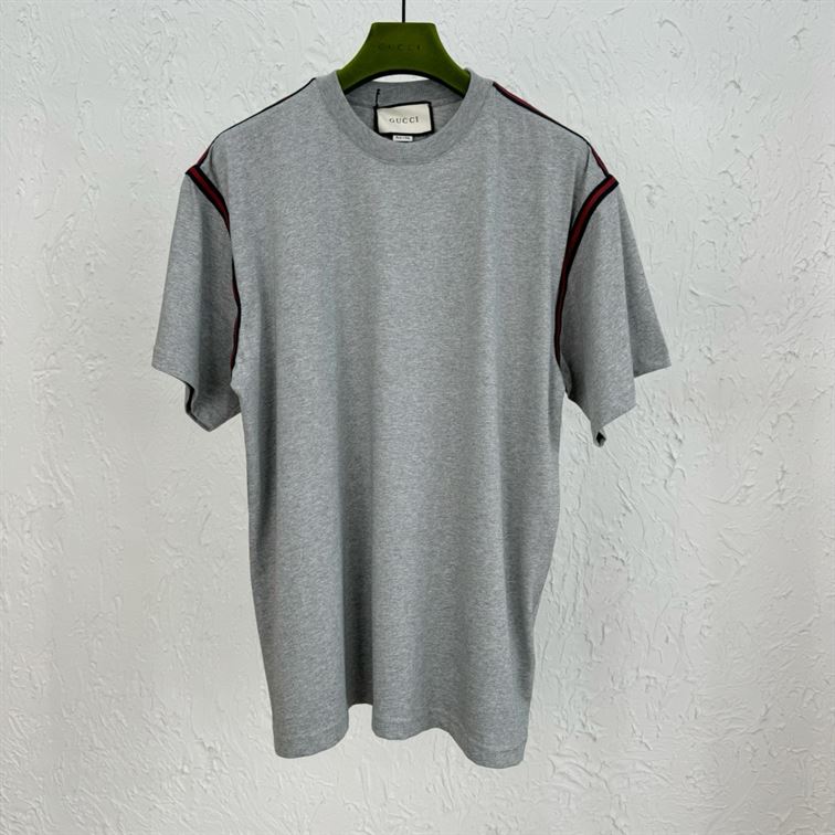 GUCCI COTTON JERSEY T-SHIRT WITH WEB - X007