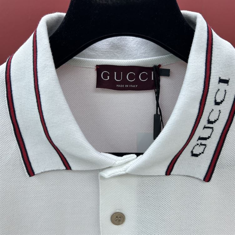 GUCCI COTTON PIQUET POLO SHIRT WITH WEB - X029