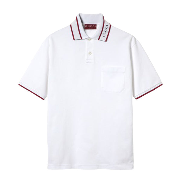 GUCCI COTTON PIQUET POLO SHIRT WITH WEB - X029