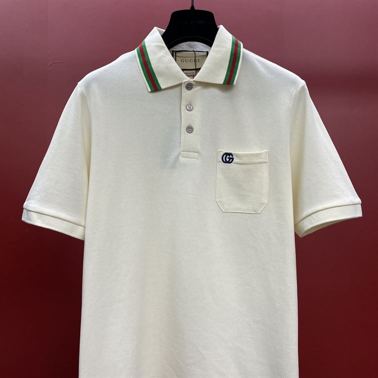 GUCCI COTTON PIQUET POLO WITH DOUBLE G - X010