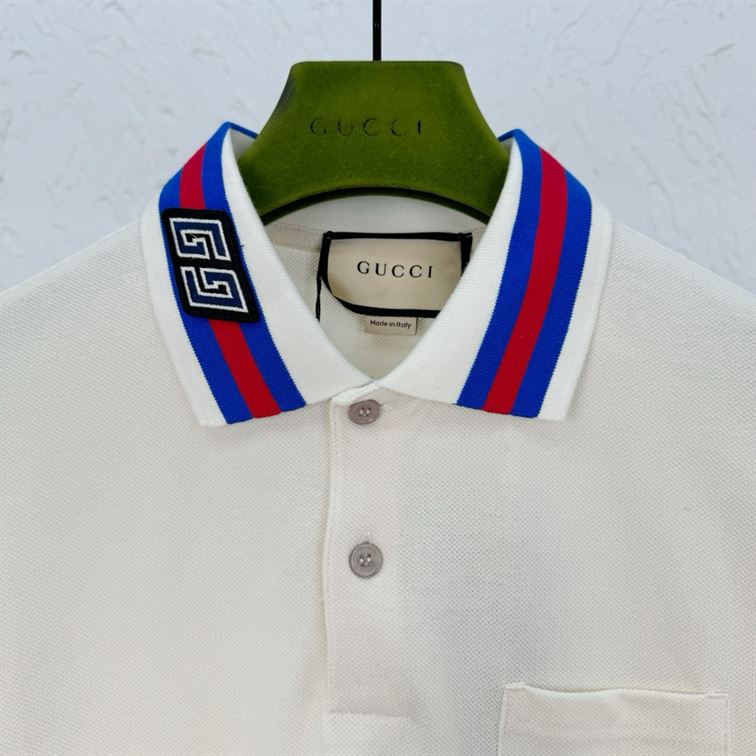 GUCCI COTTON PIQUET POLO WITH SQUARE GG - X006