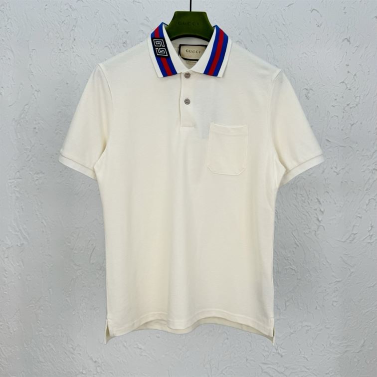 GUCCI COTTON PIQUET POLO WITH SQUARE GG - X006