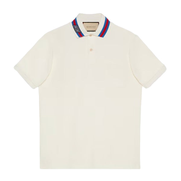 GUCCI COTTON PIQUET POLO WITH SQUARE GG - X006