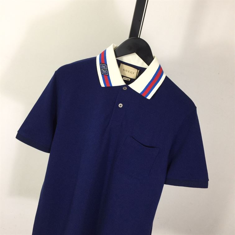 GUCCI COTTON PIQUET POLO WITH SQUARE GG - X009