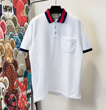 GUCCI COTTON PIQUET POLO WITH WEB COLLAR - X036