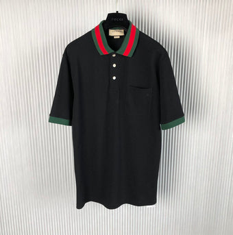 GUCCI COTTON PIQUET POLO WITH WEB COLLAR - X053