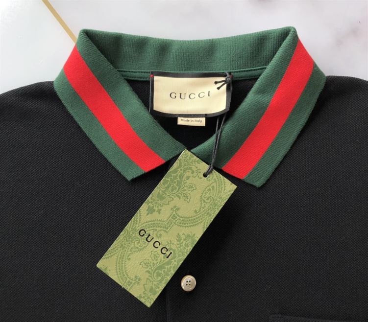 GUCCI COTTON PIQUET POLO WITH WEB COLLAR - X053