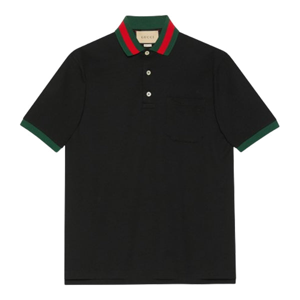 GUCCI COTTON PIQUET POLO WITH WEB COLLAR - X053