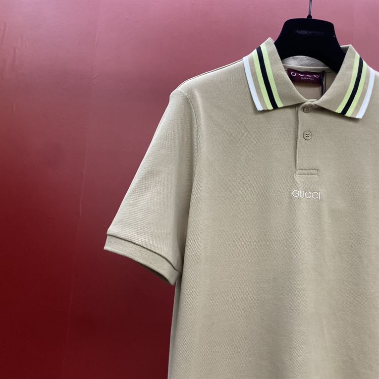 GUCCI COTTON POLO SHIRT WITH EMBROIDERY - X027