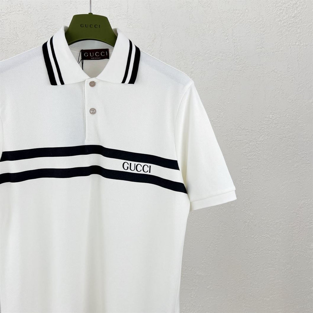 GUCCI COTTON POLO SHIRT WITH GUCCI PRINT - X022