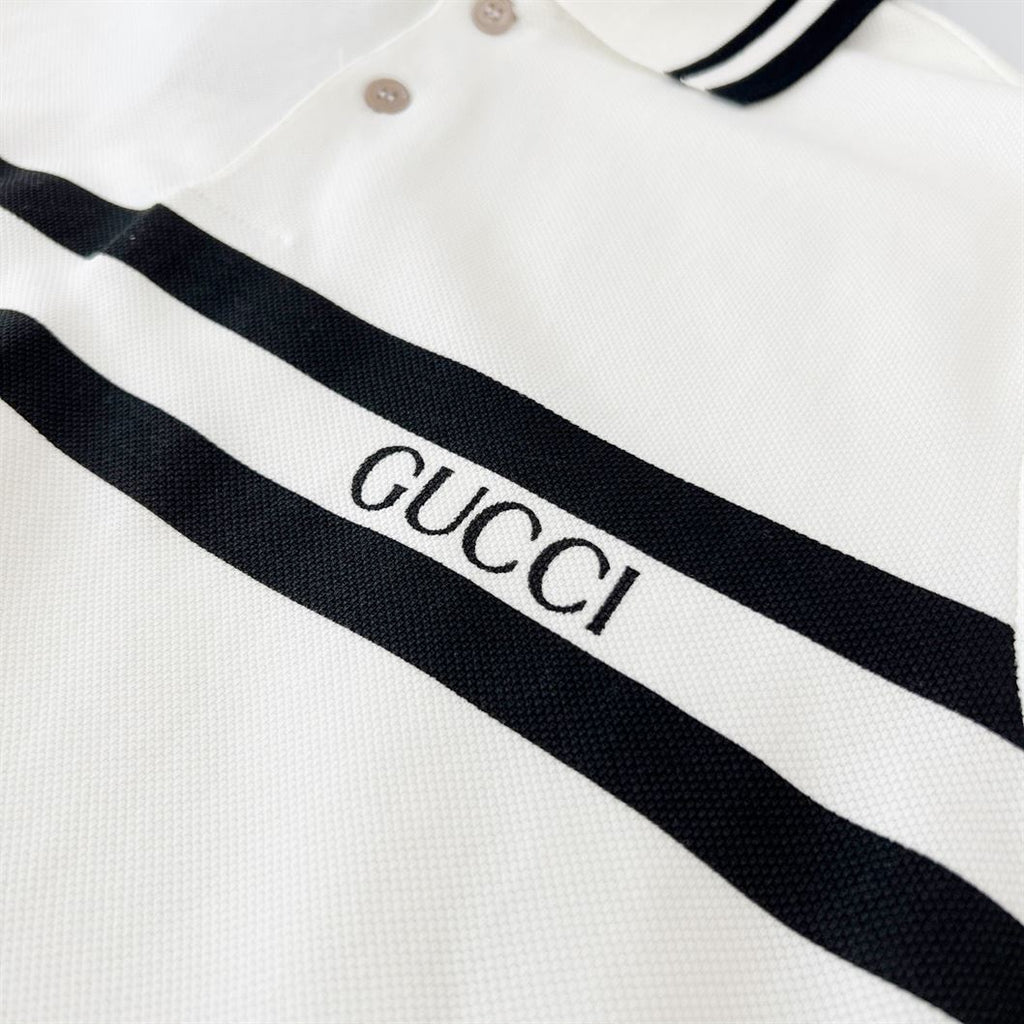 GUCCI COTTON POLO SHIRT WITH GUCCI PRINT - X022