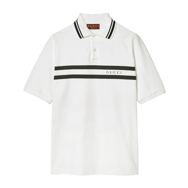 GUCCI COTTON POLO SHIRT WITH GUCCI PRINT - X022