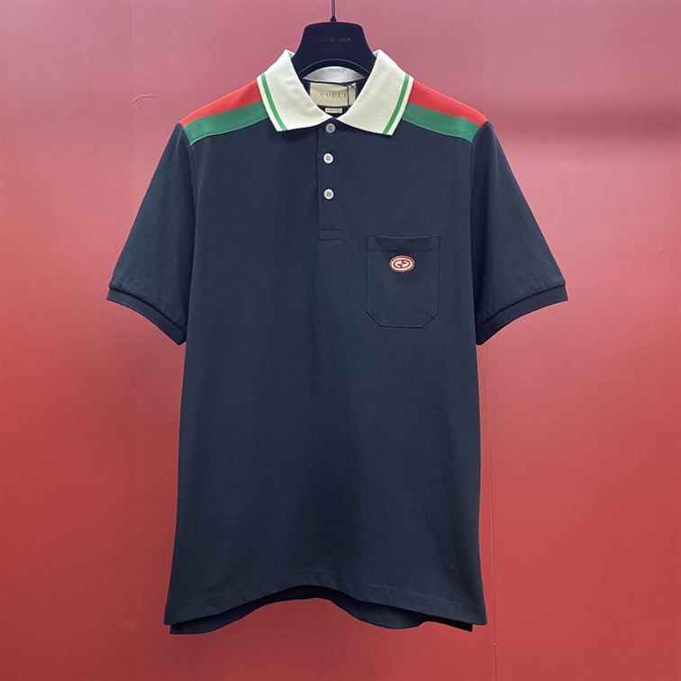 GUCCI COTTON POLO WITH INTERLOCKING G - X031