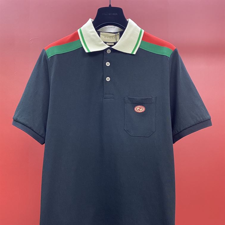 GUCCI COTTON POLO WITH INTERLOCKING G - X031