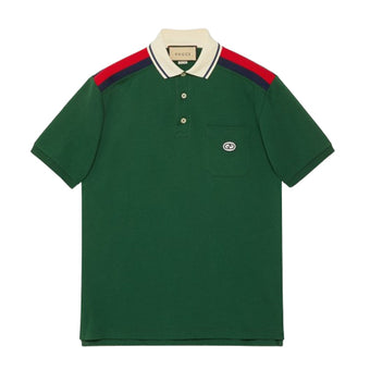 GUCCI COTTON POLO WITH INTERLOCKING G - X034