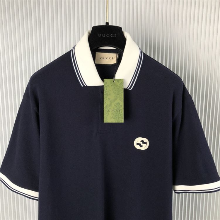 GUCCI COTTON POLO WITH INTERLOCKING G - X045