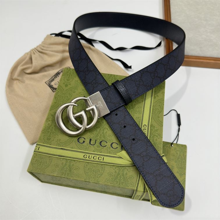 GUCCI GG MARMONT REVERSIBLE BELT BLUE AND DARK BLUE GG SUPREME - AB007