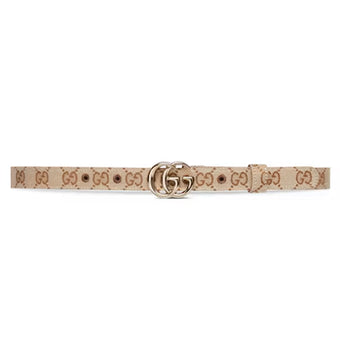 GUCCI GG MARMONT THIN BELT BEIGE AND EBONY ORIGINAL GG CANVAS - AB022