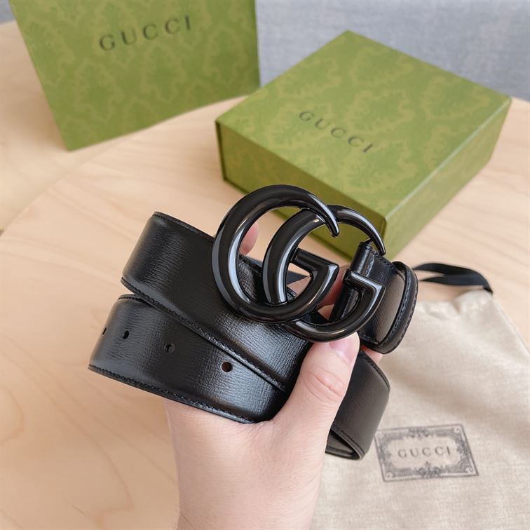 GUCCI GG MARMONT WIDE BELT BLACK LEATHER - AB017