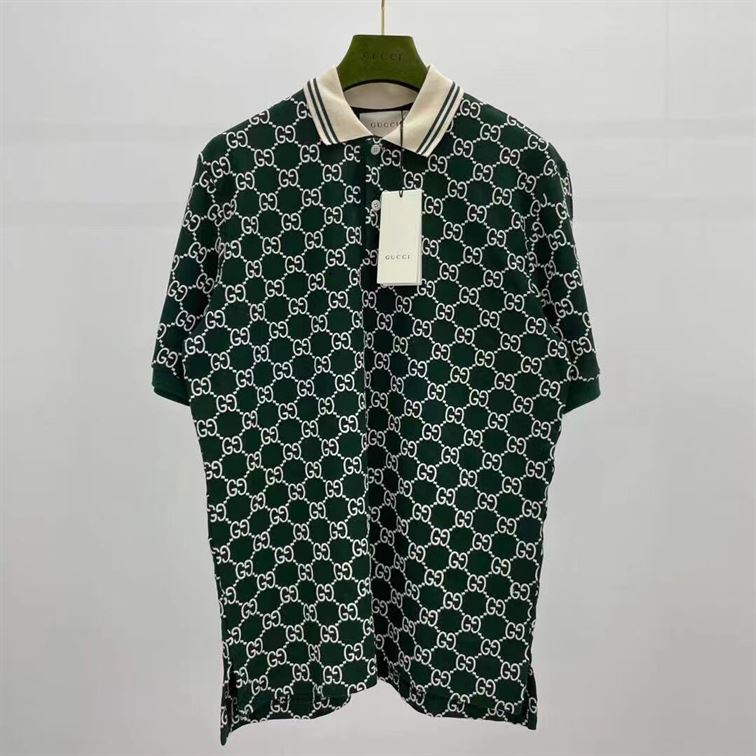 GUCCI GG STRETCH COTTON POLO GREEN - X005