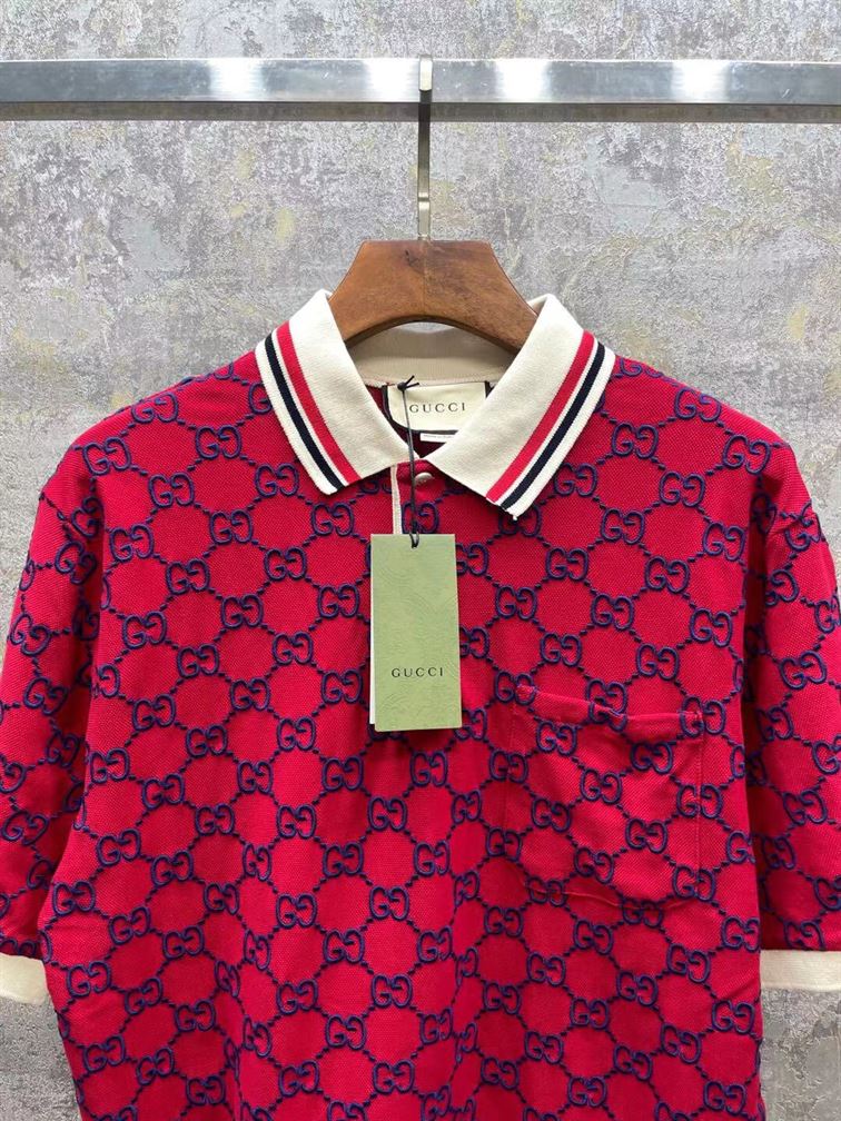 GUCCI GG STRETCH COTTON POLO RED - X003