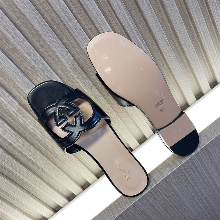 GUCCI  INTERLOCKING G CUT-OUT SLIDE SANDAL - Q019