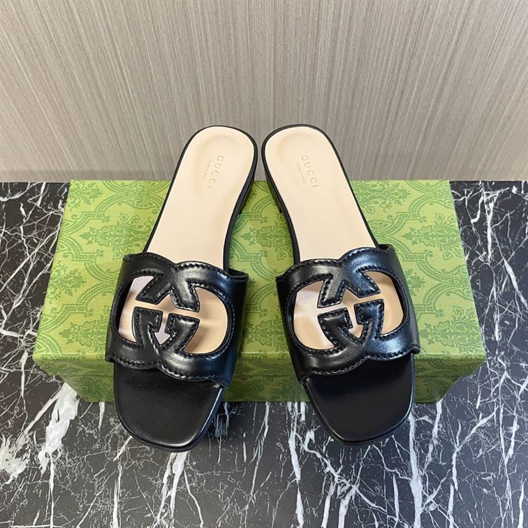 GUCCI  INTERLOCKING G CUT-OUT SLIDE SANDAL - Q019