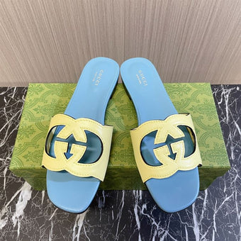 GUCCI  INTERLOCKING G CUT-OUT SLIDE SANDAL - Q023