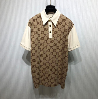 GUCCI JUMBO GG COTTON SILK JACQUARD POLO - X052