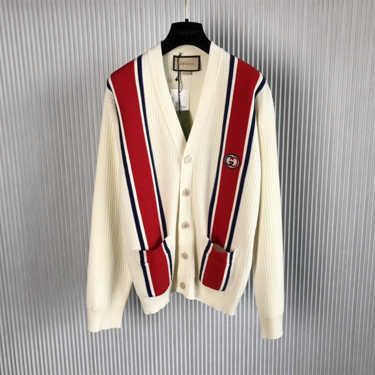 GUCCI KNIT COTTON CARDIGAN WITH PATCH - H014