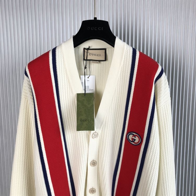 GUCCI KNIT COTTON CARDIGAN WITH PATCH - H014