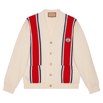 GUCCI KNIT COTTON CARDIGAN WITH PATCH - H014