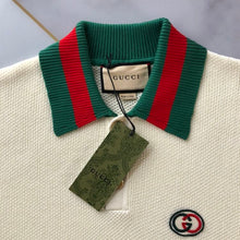 GUCCI KNIT COTTON POLO T-SHIRT WITH WEB - X018