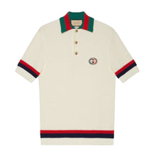 GUCCI KNIT COTTON POLO T-SHIRT WITH WEB - X018