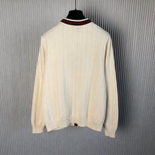 GUCCI KNIT COTTON V-NECK CARDIGAN WITH WEB - H011