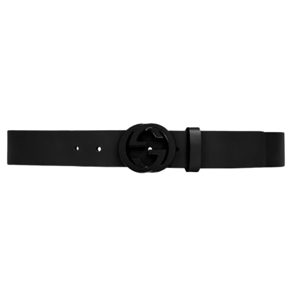 GUCCI LEATHER BELT WITH INTERLOCKING G - AB010