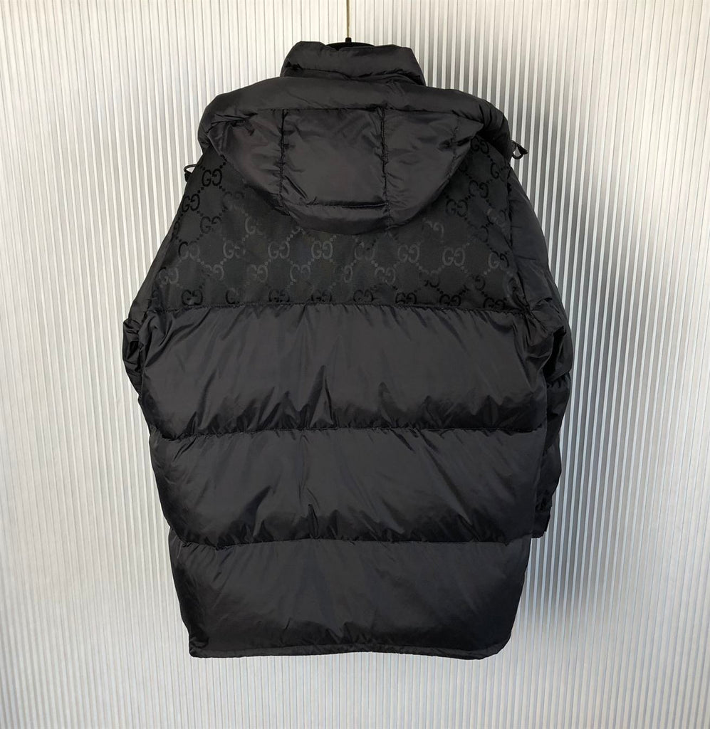 GUCCI NYLON DOWN JACKET WITH GG INSERTS - CA010