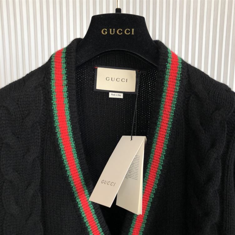 GUCCI OVERSIZE CABLE KNIT CARDIGAN - H007