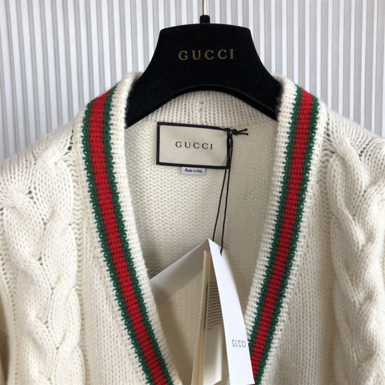 GUCCI OVERSIZE CABLE KNIT CARDIGAN - H013