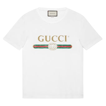 GUCCI OVERSIZE WASHED T-SHIRT WITH GUCCI LOGO - X048