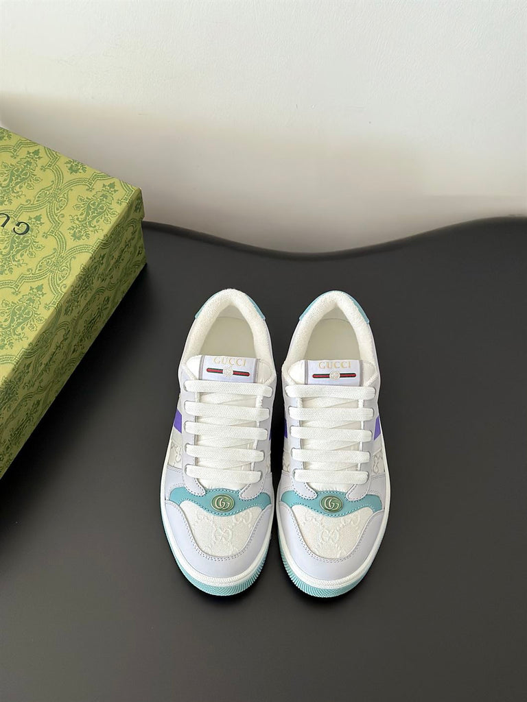 GUCCI SCREENER LOW-TOP SNEAKERS LIGHT BLUE AND WHITE - G033