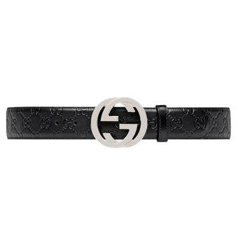 GUCCI SIGNATURE LEATHER BELT BLACK - AB014